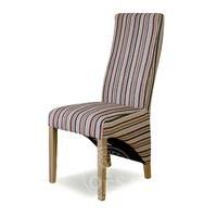 Striped Fabric Kingston Wave Back Dining Chairs