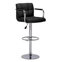 Stylish Bar Stool In Black Faux Leather With Chrome Base