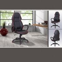 Steffeny Modern Home Office Chair In Black Faux Leather