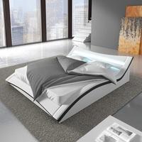 Stafford King Size Bed In White Faux Leather With LED Lighting