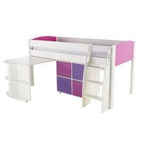 stompa unos mid sleeper pink incl pull out desk and 1 multi cube with  ...