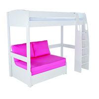 stompa unos high sleeper frame white incl double sofa bed pink