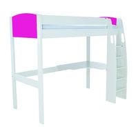 stompa unos high sleeper frame pink with desk