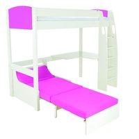 stompa unos high sleeper frame pink incl desk and chair bed pink
