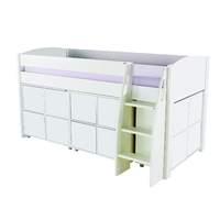 Stompa UNOS mid sleeper white - incl 3 multi cubes with 4 white doors in each cube