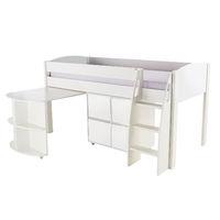 stompa unos mid sleeper white incl pull out desk and 1 multi cube with ...