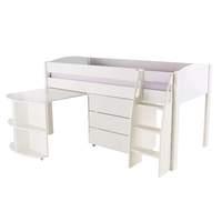 stompa unos mid sleeper white incl pull out desk and 1 chest of drawer ...