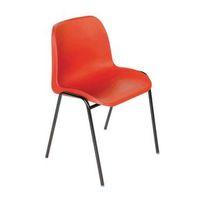 STACKING CHAIR, RED SHELL, BLACK FRAME, 430MM SH