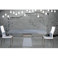 Stone International Clepsy Plus Beveled Edge Marble with Polished Steel Dining Table