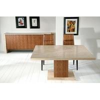 Stone International Venice Marble with Leather Wrapped Pedastal Square Dining Table