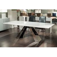 Stone International Butterfly Marble with Stainless Steel Base Rectangular Dining Table