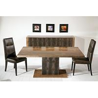 Stone International Venice Marble Dining Table with Leather Wrapped Pedastal