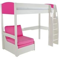 Stompa Pink High Sleeper Frame Including Desk and Pink Chair Bed