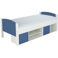 stompa storage cabin bed with blue headboard and doors