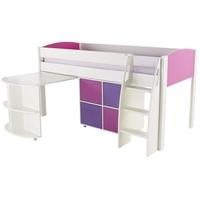 Stompa Pink Mid Sleeper Including Pull Out Desk with 1 Multi Cube with 2 Pink and 2 Purple Doors