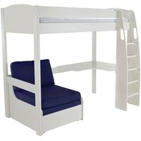 Stompa White High Sleeper Frame Including Desk and Blue Chair Bed