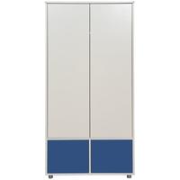 Stompa White Tall Wardrobe with Blue Doors