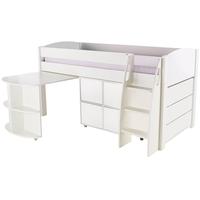 Stompa White Mid Sleeper Including Pull Out Desk with 1 Multi Cube and 1 Chest of Drawers