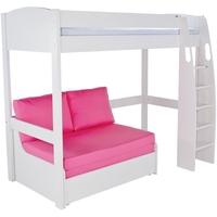 Stompa White High Sleeper Frame with Pink Double Sofa Bed