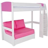 Stompa Pink High Sleeper Frame with Pink Double Sofa Bed