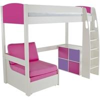 stompa pink high sleeper including pink chair bed and 1 cube unit