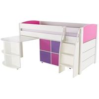 stompa pink mid sleeper including pull out desk with 1 multi cube with ...