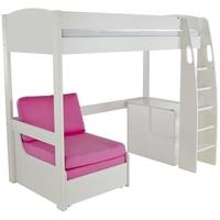 Stompa White High Sleeper Including Pink Chair Bed with 1 Cube Unit and 4 White Doors