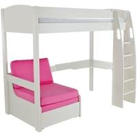 Stompa White High Sleeper Frame Including Desk and Pink Chair Bed