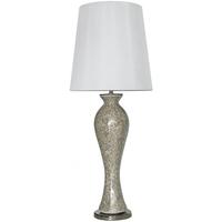 Stratford Mosaic Mercury Curve Table Lamp with A White Shade - Tall