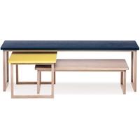 Strada Oak Tables Petrol Blue, Yellow and Latte Oak (Set of 3)