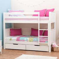 Stompa Classic Kids White Bunk Bed With 2 Underbed Drawers