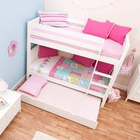 Stompa Classic Kids White Bunk Bed With Trundle Bed