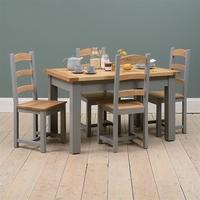 stanton grey 132 162 192cm table with 4 chairs