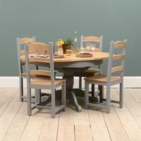 Stanton Grey 110-145cm Ext. Round Table and 4 Chairs