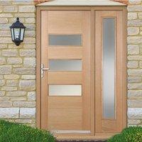 Stockholm Exterior Oak Door and Frame Set with One Side Screen and Frosted Double Glazing