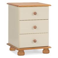 steens richmond 3 drawer bedside in cream and pine