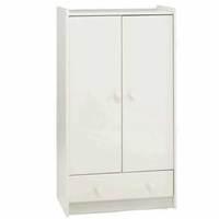 Steens Glossy White 2 Door 1 Drawer Wardrobe