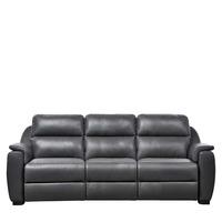 Strauss Grey Leather Large Sofa, Choice Of Recline