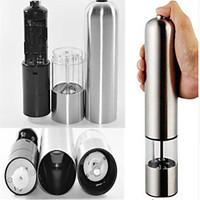 stainless steel electric salt pepper mill spice grinder muller kitchen ...