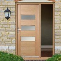 Stockholm Oak Door with Frosted Double Glazing & Frame Set with One Unglazed Side Screen