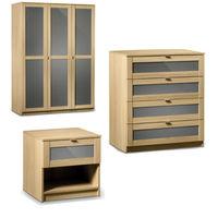 Strada 3 Door Wardrobe with Two 1 Drawer Bedsides and 4 Drawer Chest