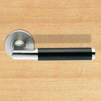 Steelworx SW18SSS Lever Latch Handles with Carbon Fibre Handle on Concealed Bearing Rose - Solid