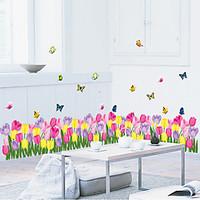 stairs skirting line colorful tulip flower wall stickers pvc butterfly ...