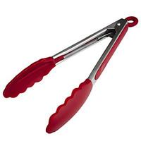 Stianless Steel Silicone Food Tongs Red