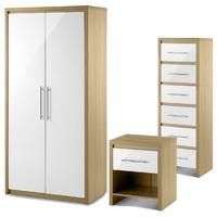 stockholm 2 door hanging wardrobe 6 drawer chest and bedside set