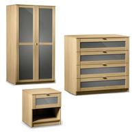 Strada 2 Door Wardrobe with One 1 Drawer Bedside and 4 Drawer Chest