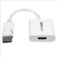 StarTech Male DisplayPort to Female HDMI Active Adapter with DP to HDMI Video and Audio Converter - White