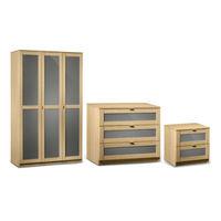 Strada 3 Door Wardrobe with One 2 Drawer Bedside and 3 Drawer Chest