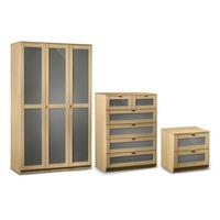 strada 3 door wardrobe with one 2 drawer bedside and 4 plus 2 chest dr ...