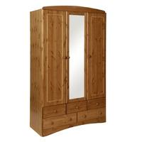 stockholm pine 3 door 5 drawer robe with mirror